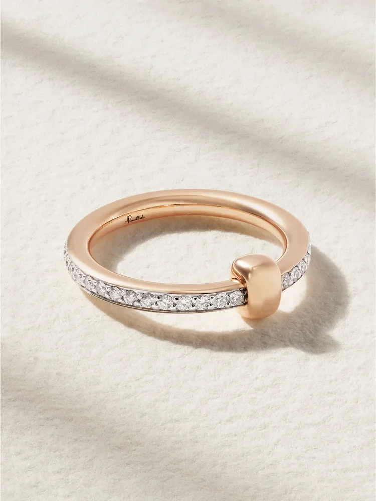Together 18-karat rose gold, rhodium-plated and diamond ring