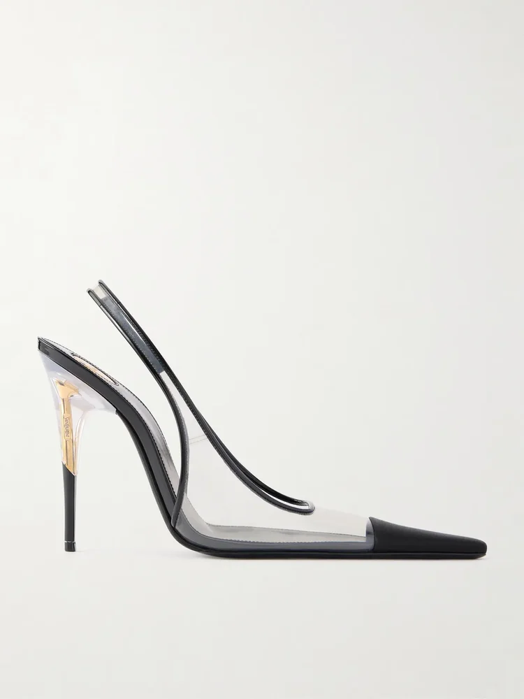 Romy 110 crepe-satin trimmed TPU slingback pumps