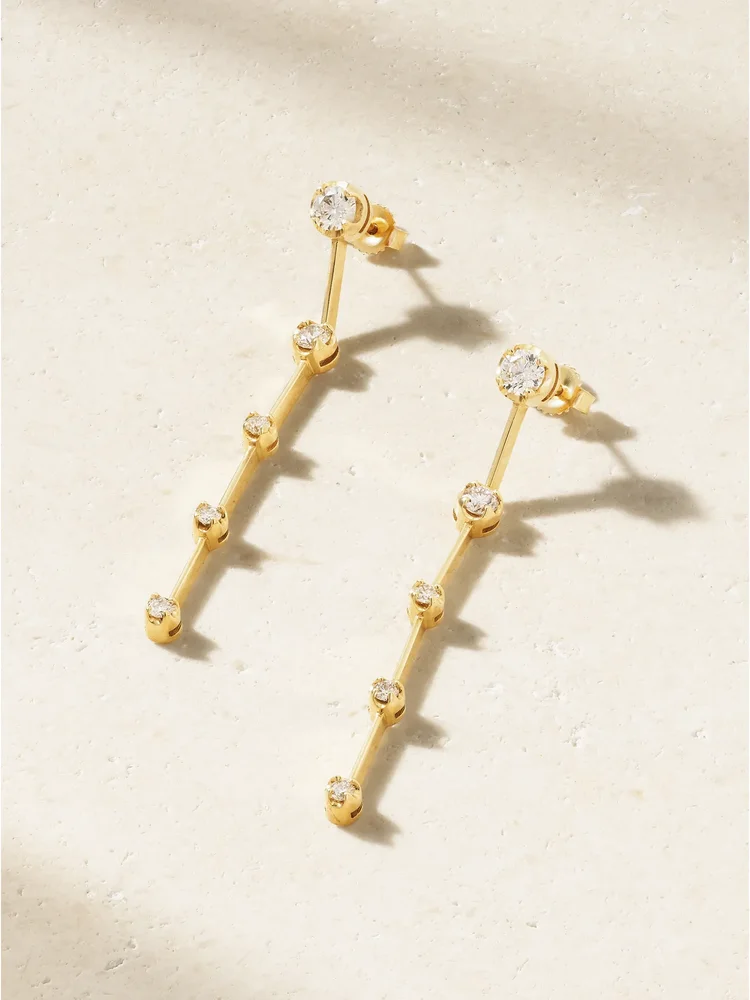 Linear 5 Illusion 18-karat gold diamond earrings