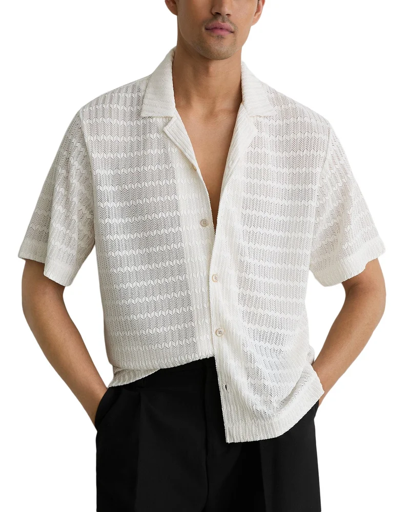 Crochet Stripe Cuban Shirt