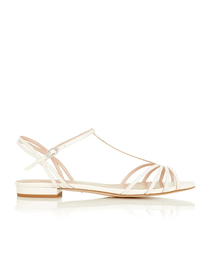 May Ivory Leather Flat Sandal