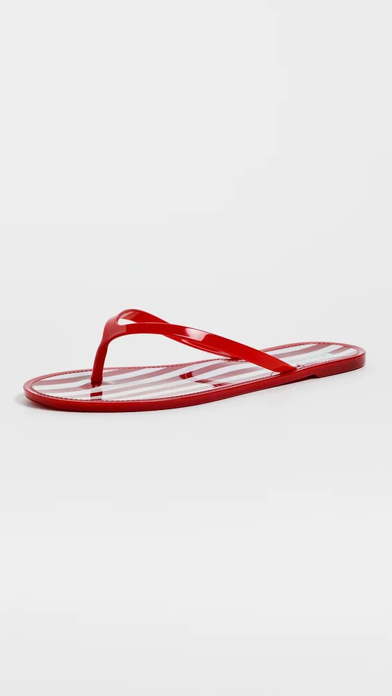 Black Suede Studio Crystal Jelly Flip Flops