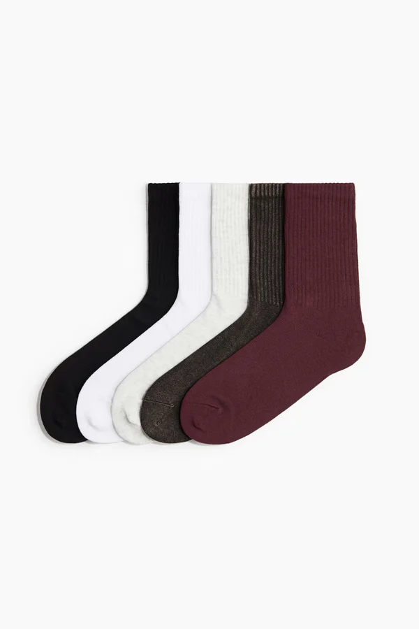 5-Pack Sports Socks with DryMove™ - Light burgundy/black/white - Men