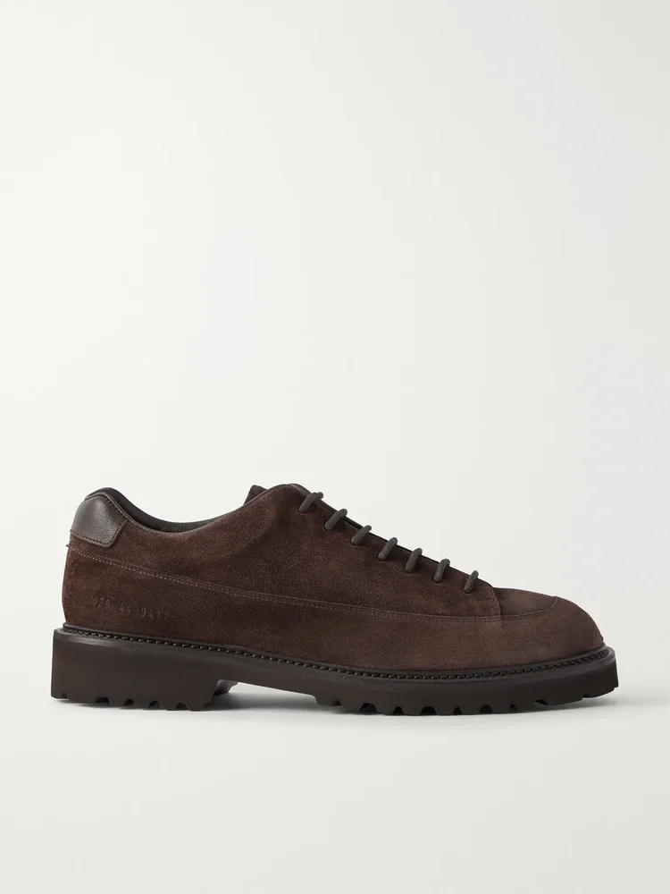 Leather-Trimmed Suede Hiking Boots