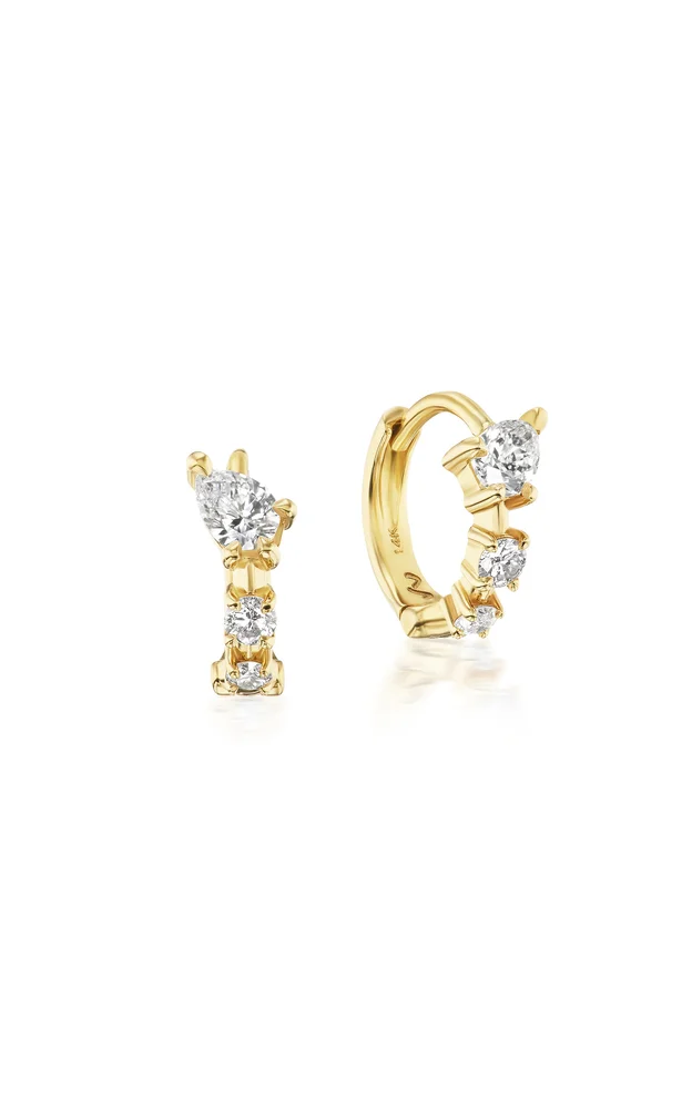 14K Yellow Gold Bias Huggies