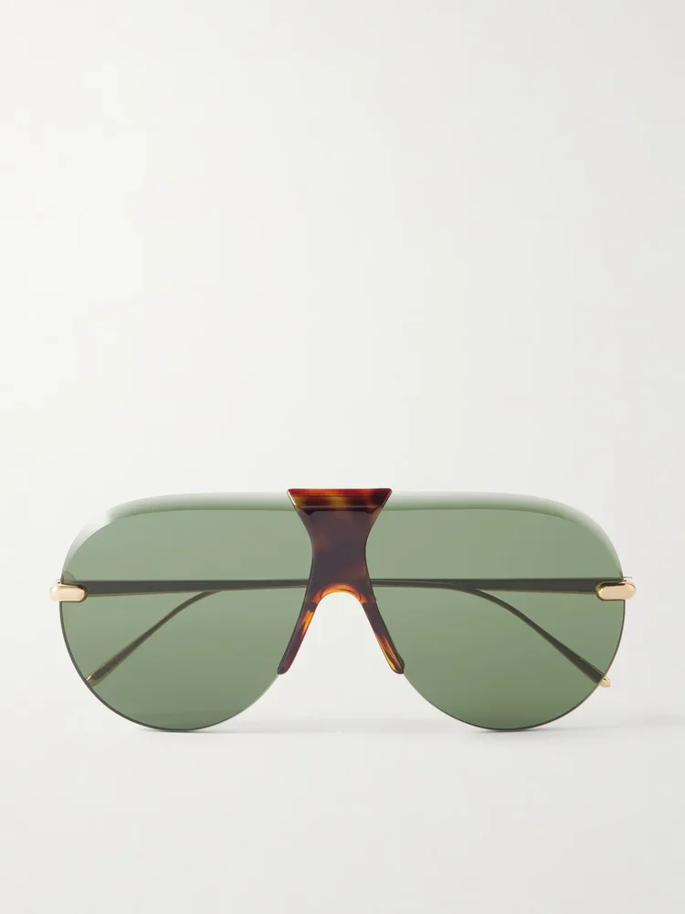 Rimless Aviator-Style Gold-Tone Metal Sunglasses