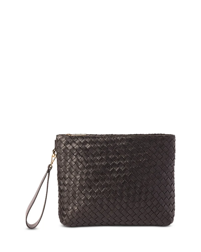 Avah Woven Leather Clutch