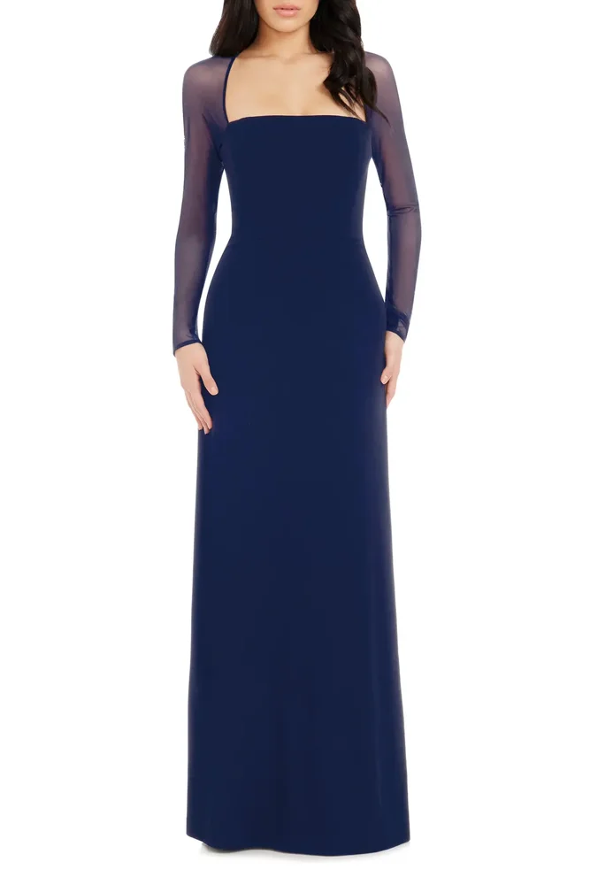 Maxwell Square Neck Long Sleeve Gown