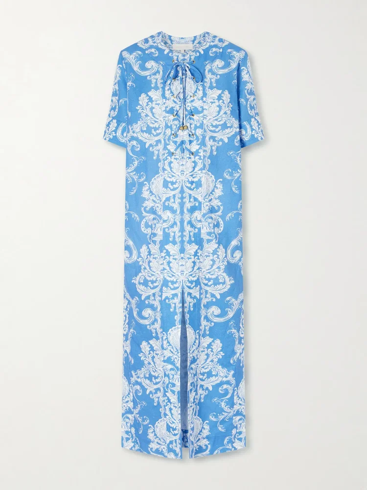 Calista linen printed maxi dress