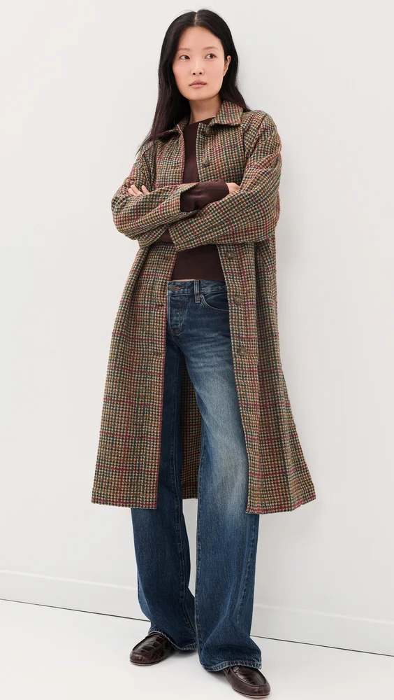 Hayes Houndstooth Trench Coat