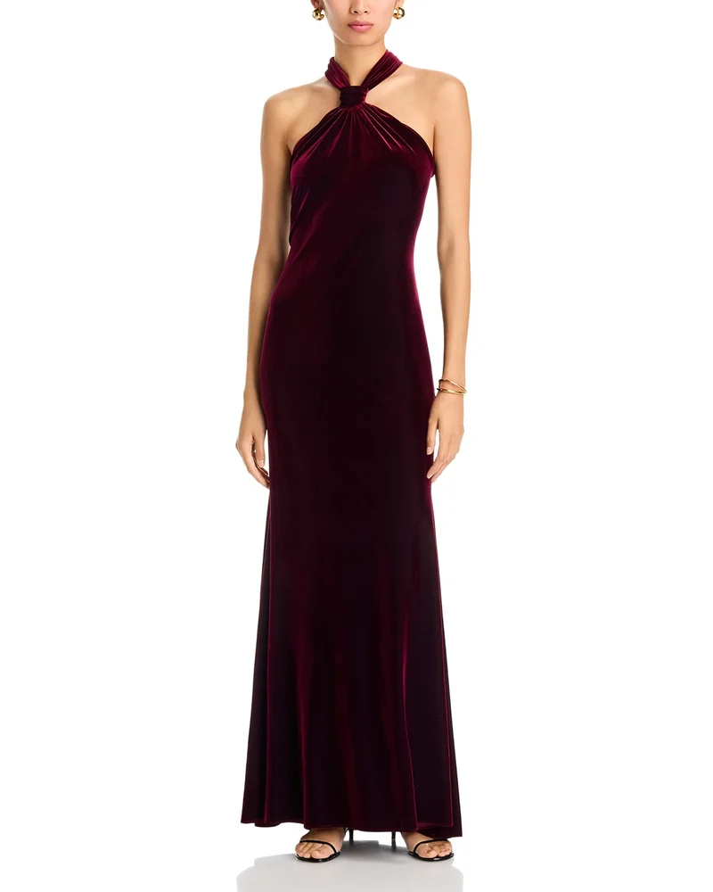 Velvet Knot Neck Sheath Dress - Exclusive