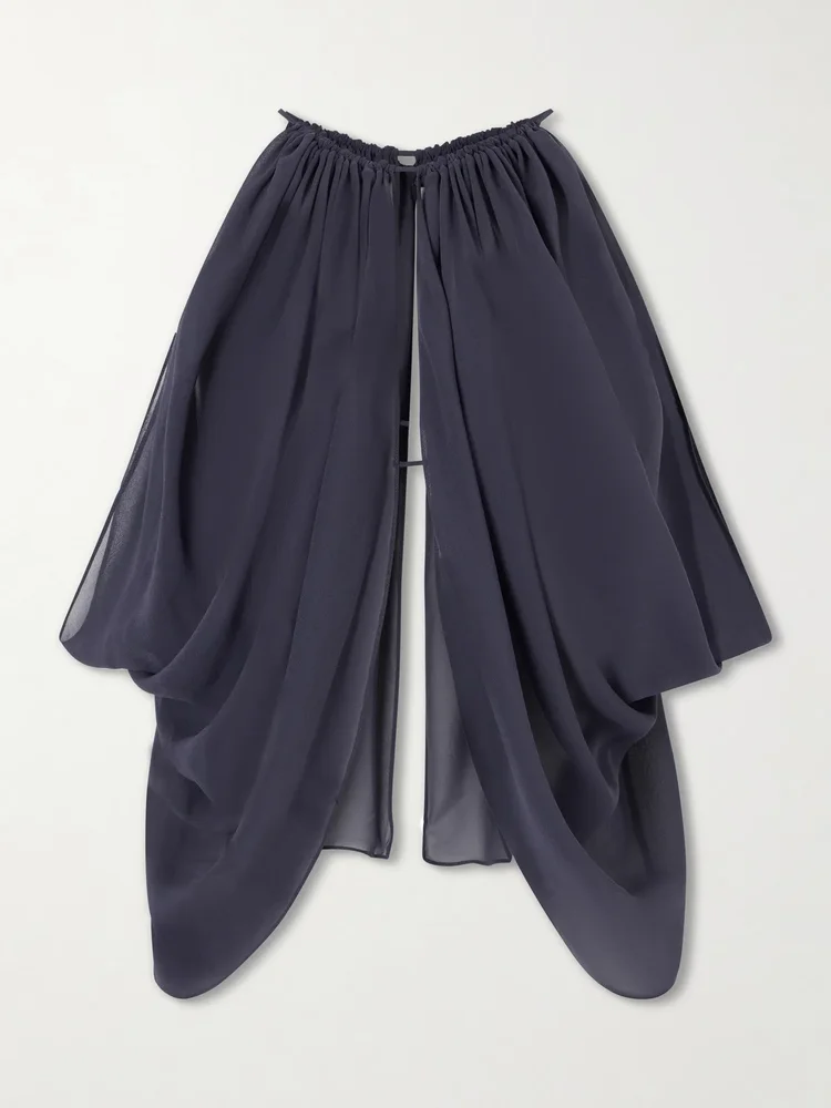 Reysa gathered silk-crepe top