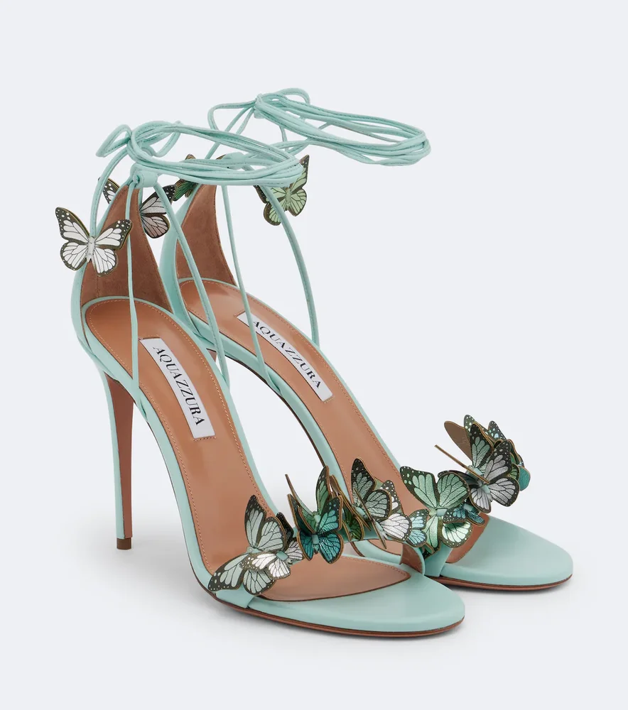 Papillon appliqué leather sandals