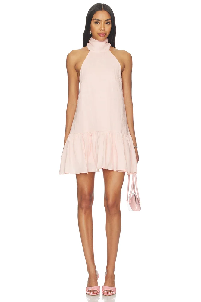 Linen Halter Drop Waist Mini Dress