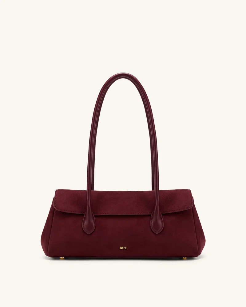 Solenne Faux Suede East-West Shoulder Bag - Claret