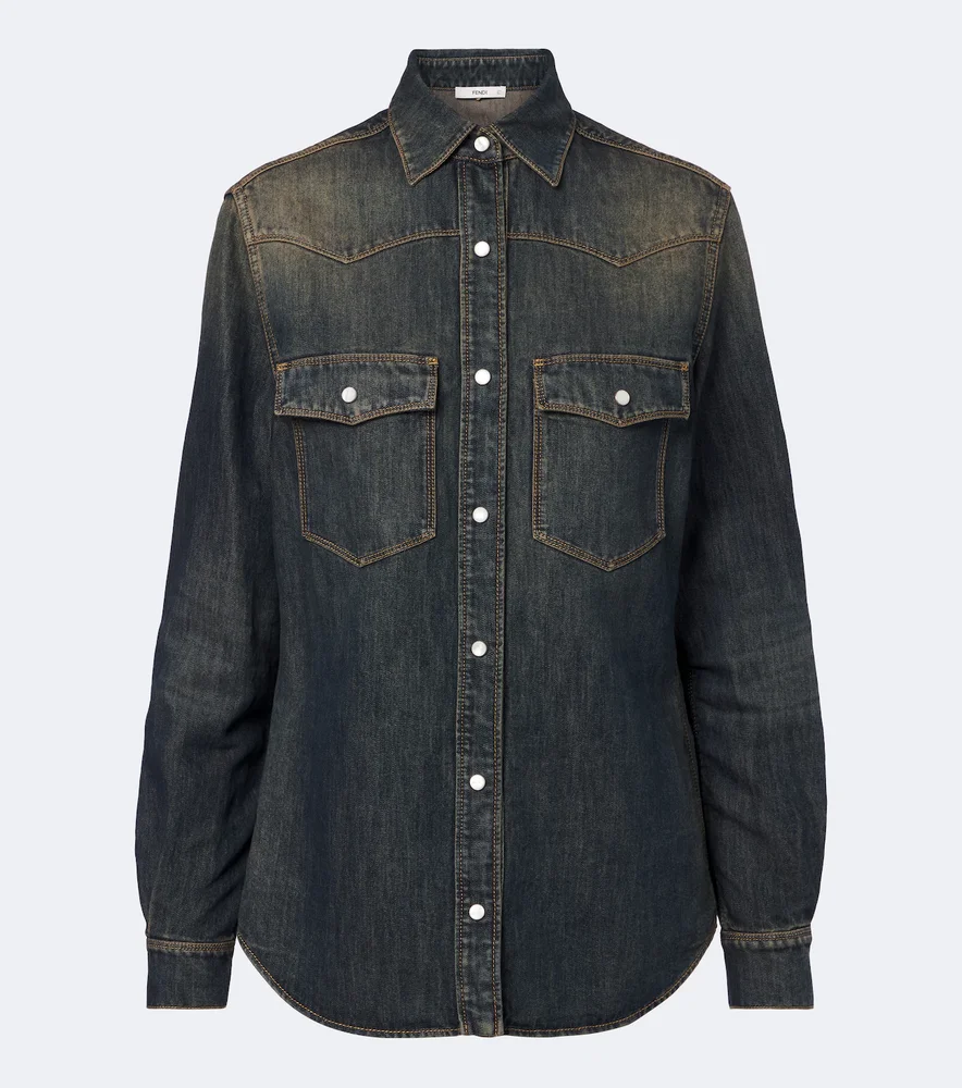 Cotton-blend denim shirt