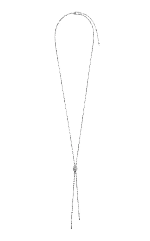 Rhodium-Plated Rope Lariat Necklace