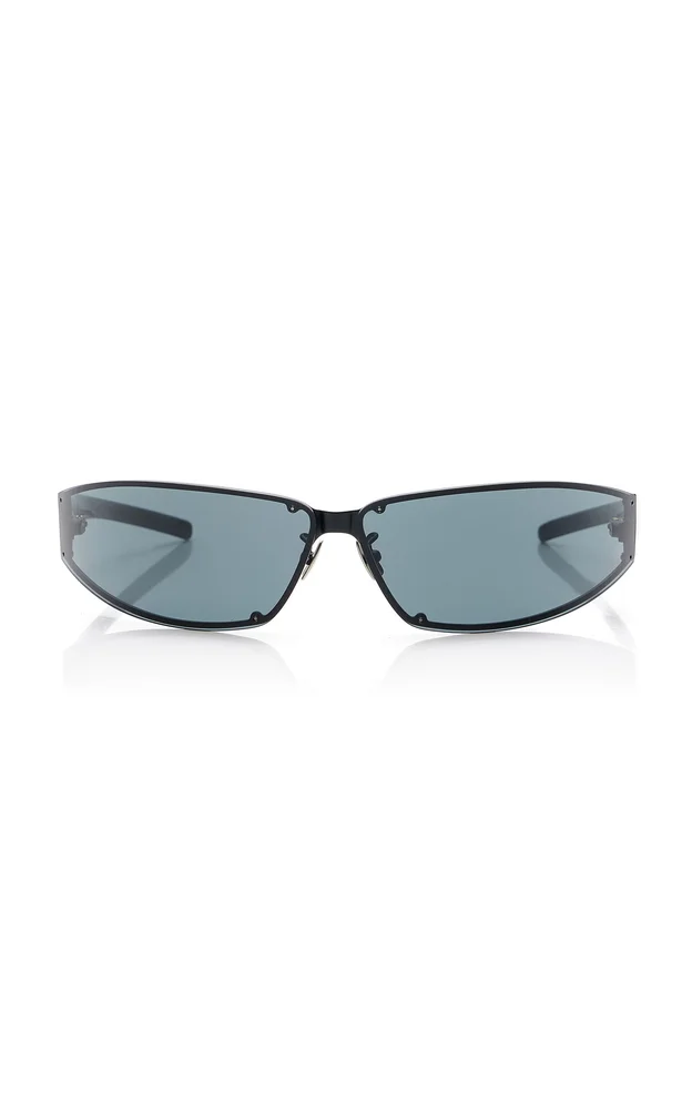 Rimless Racer-Frame Metal Sunglasses
