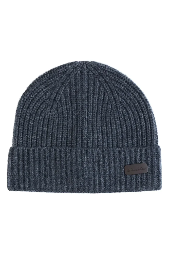 Pure Cashmere Rib Cuffed Beanie