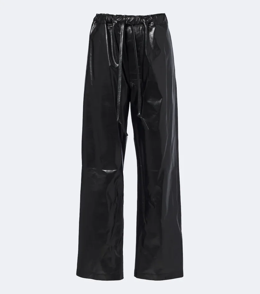 Leather wide-leg pants