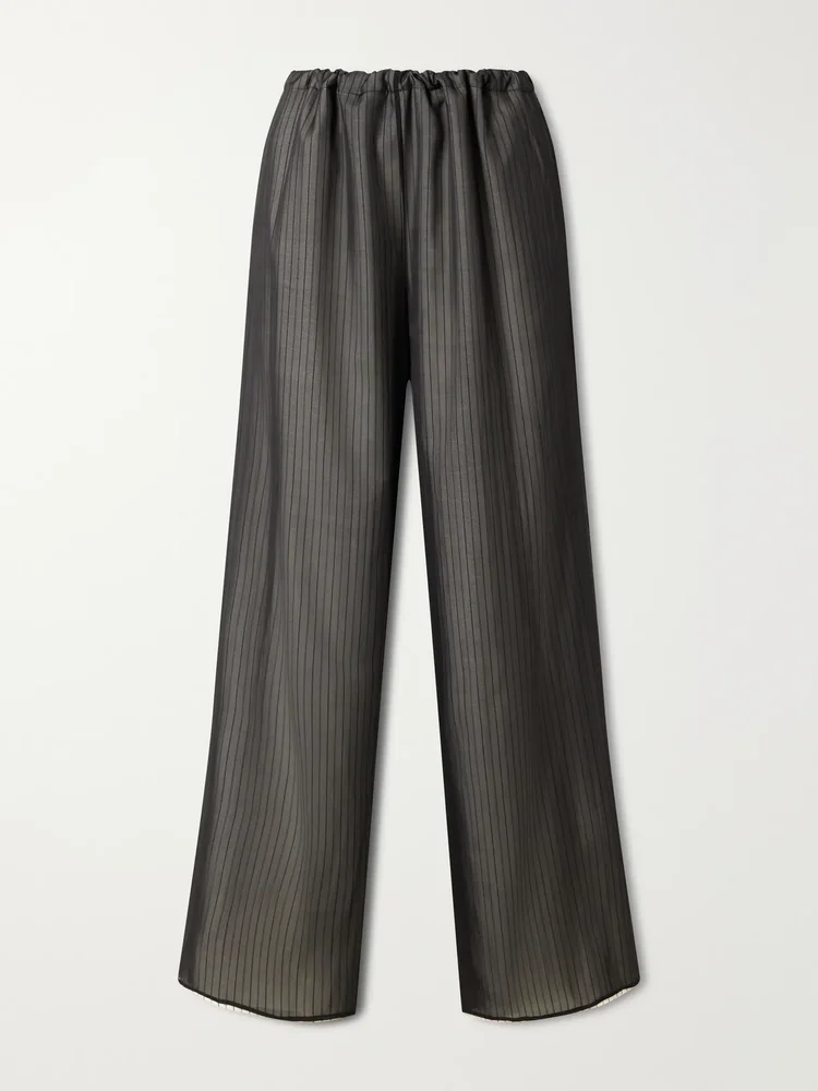 cairo striped silk and cotton poplin wide leg pants