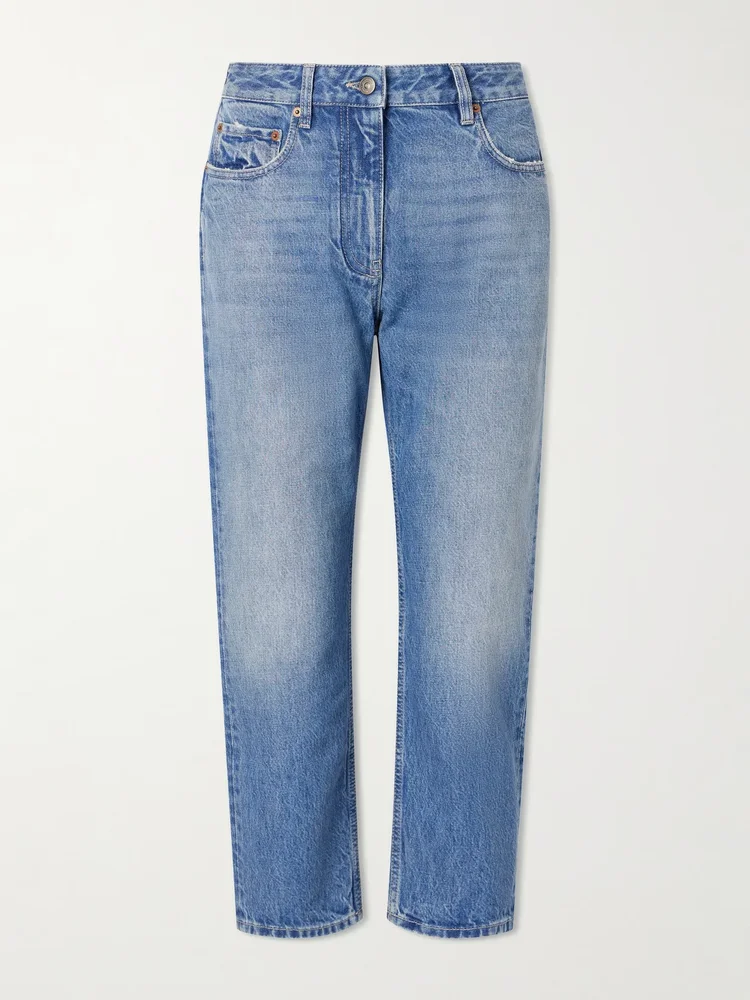 Cropped mid-rise straight-leg jeans