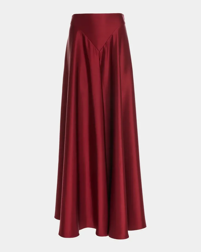Ames V-Yoke Satin A-Line Maxi Skirt