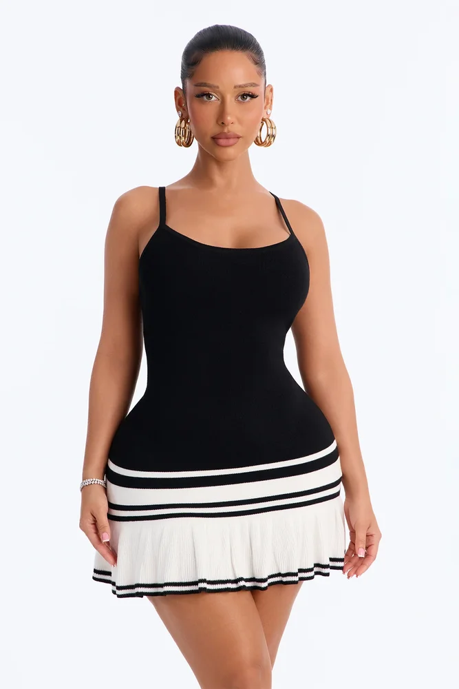 She's That Girl Pleated Knit Mini Dress