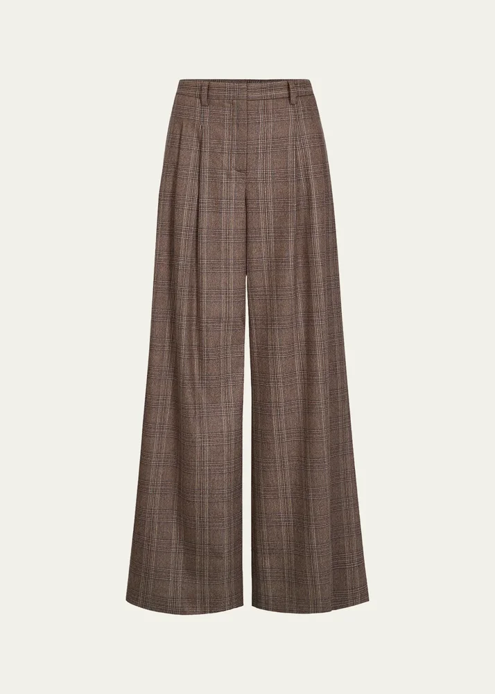 Avery Plaid Wool-Blend Pants