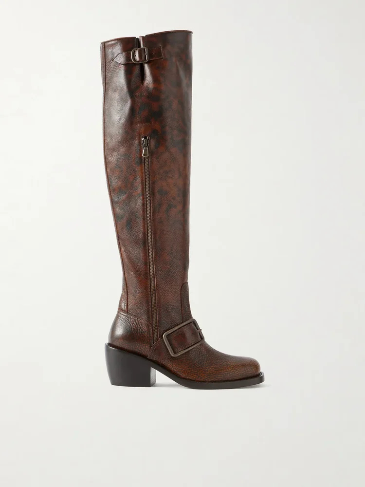 Leather over-the-knee boots