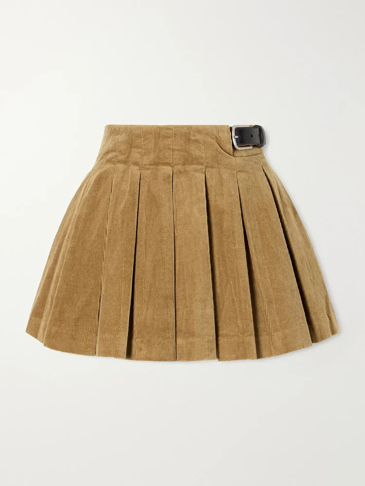 Garrett pleated stretch-cotton corduroy mini skirt