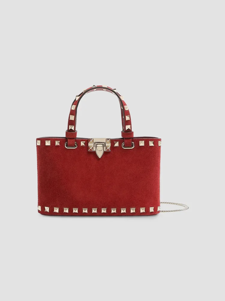 Rockstud Mini Suede Top Handle Bag
