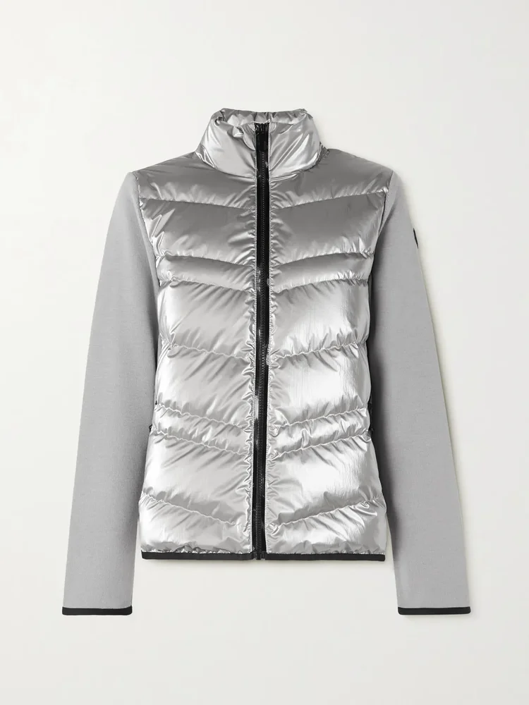 Paneled wool-blend and quilted shell down jacket