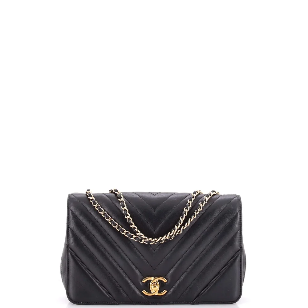 Statement Flap Bag Chevron Calfskin Small