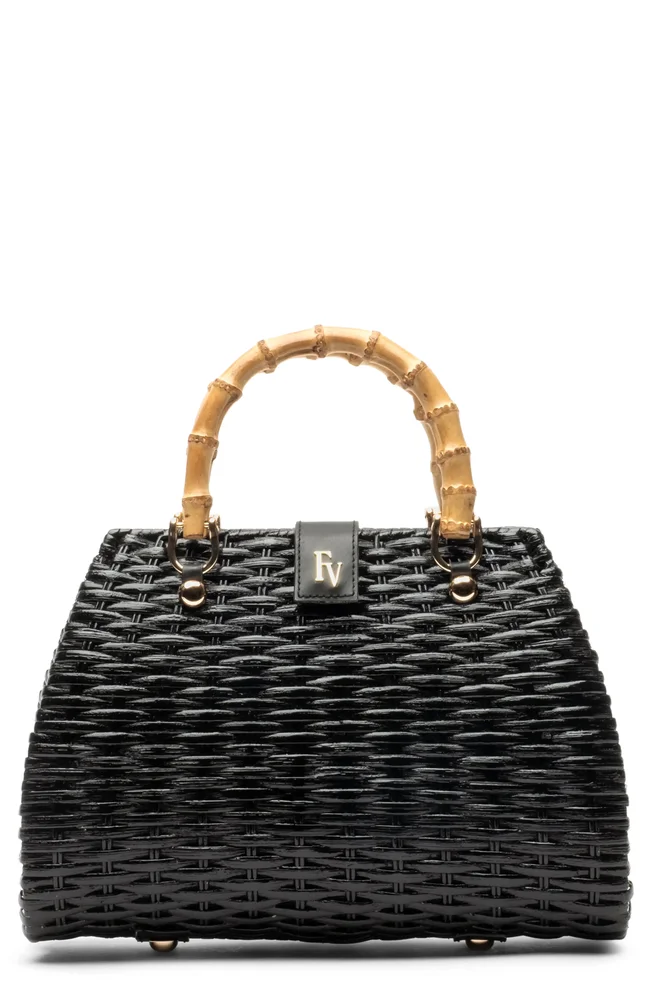Rooster Woven Wicker Top Handle Bag