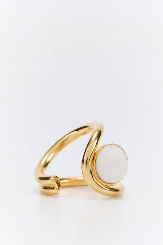 Sculptural gold & white ring