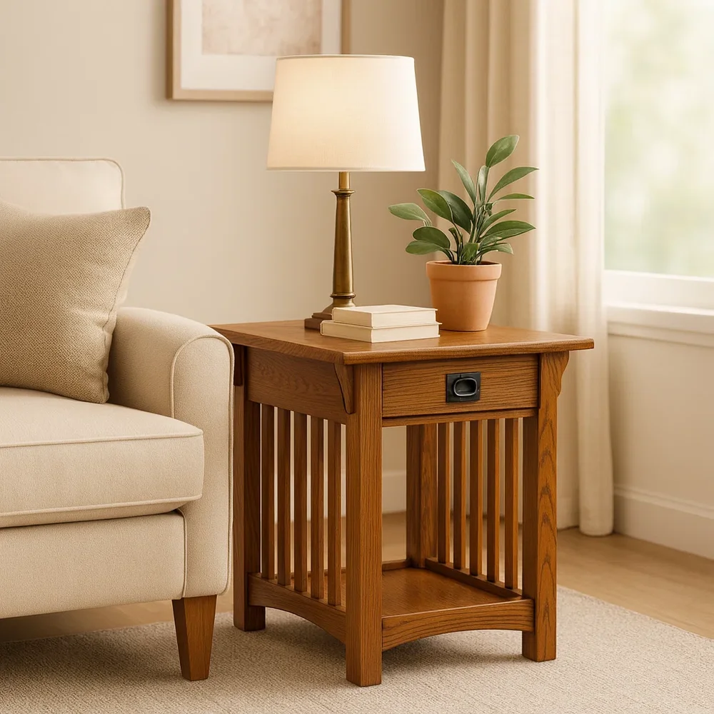 Mission Solid Wood End Table in Medium Oak