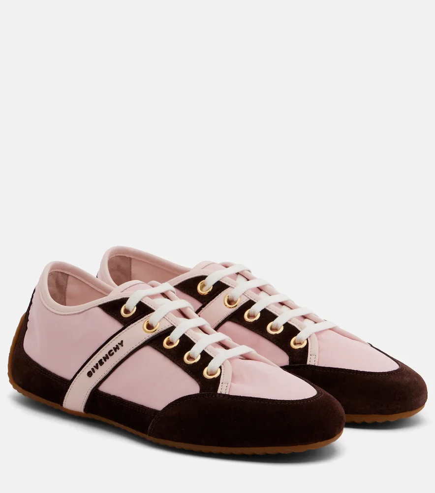 Slim suede-trimmed sneakers