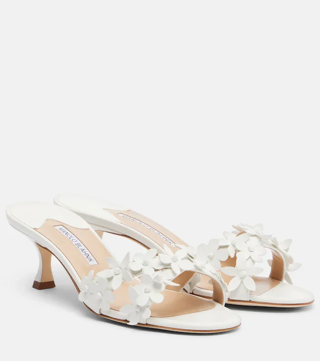 Callistamu floral-appliqué leather mules