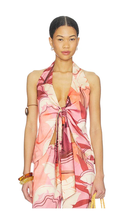 Kaeli Tie Front Halter Top SEVEN WONDERS