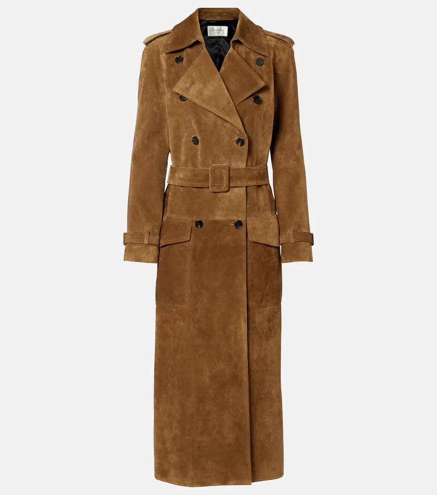 Suede trench coat