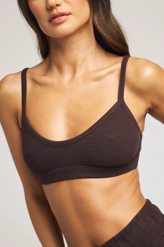 Waffle Knit Lounge Bralette in Ganache