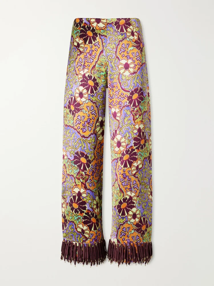 joanna printed satin wide leg pants