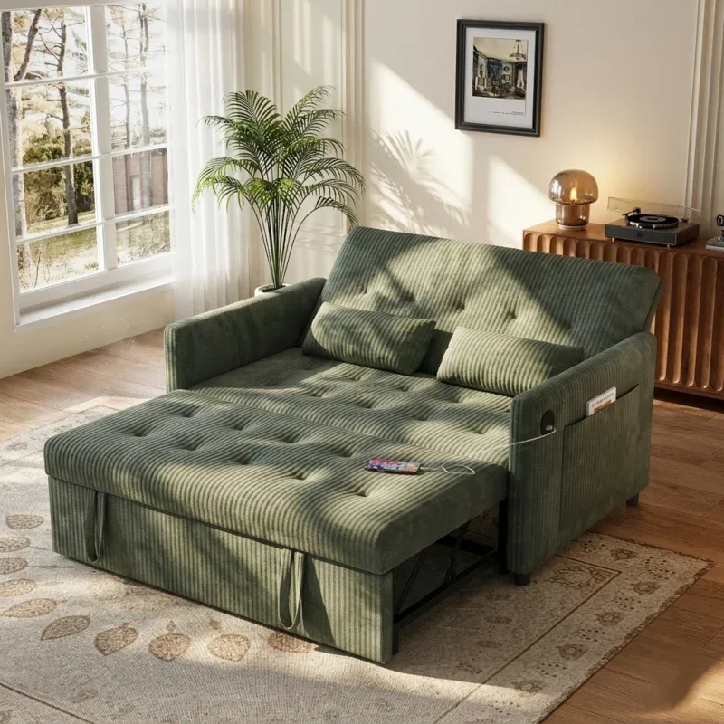 Green Pull-Out Sleeper Loveseat