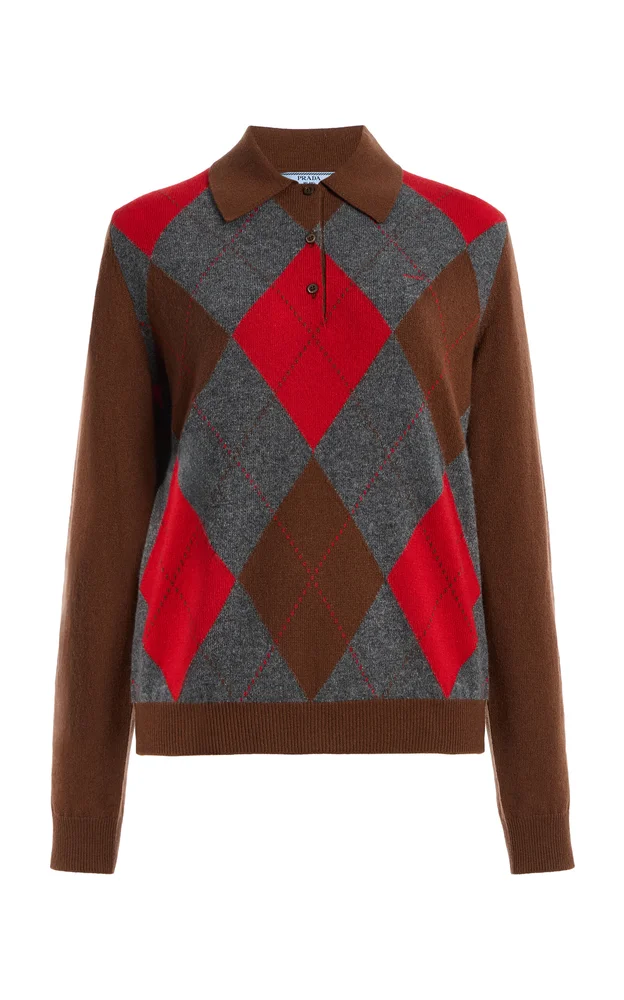 Argyle Cashmere Polo