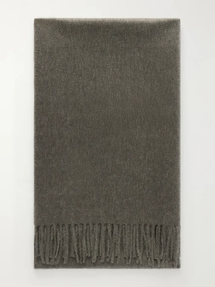 Arran Solid Fringed Brushed-Cashmere Scarf