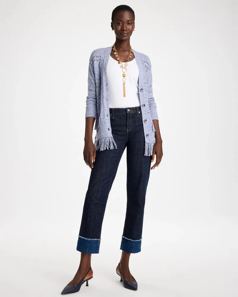 Chicos Girlfriend Frayed High-Rise Jeans