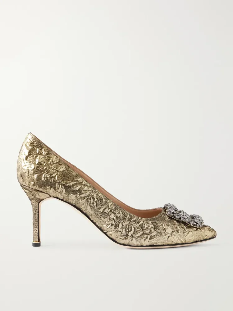 + Emilia Wickstead Hangisi 70 crystal-embellished metallic jacquard pumps