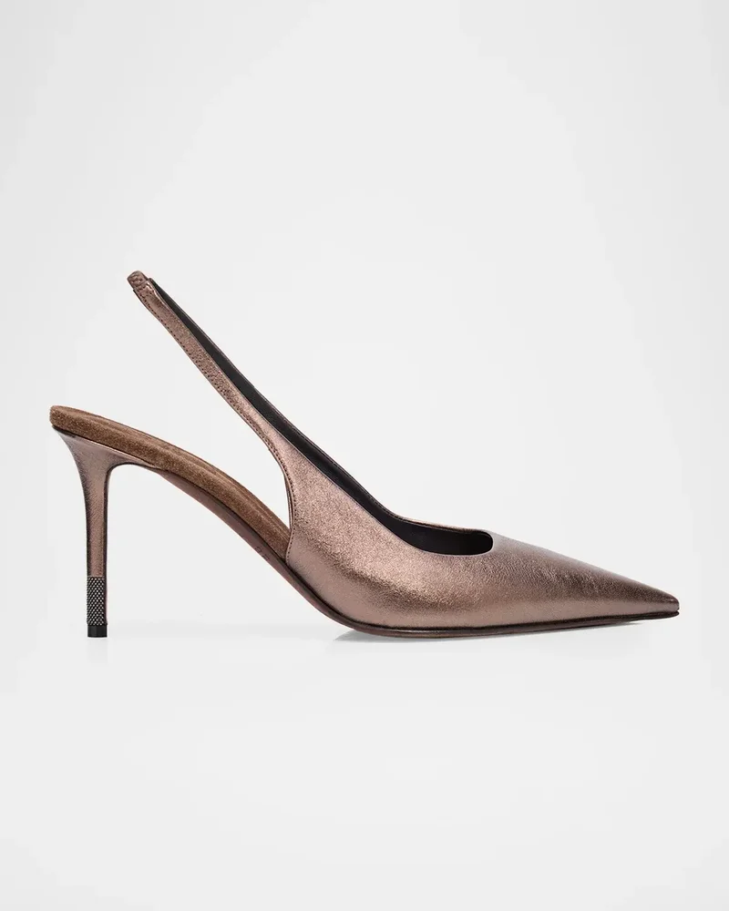 80MM Leather Slingback Pumps