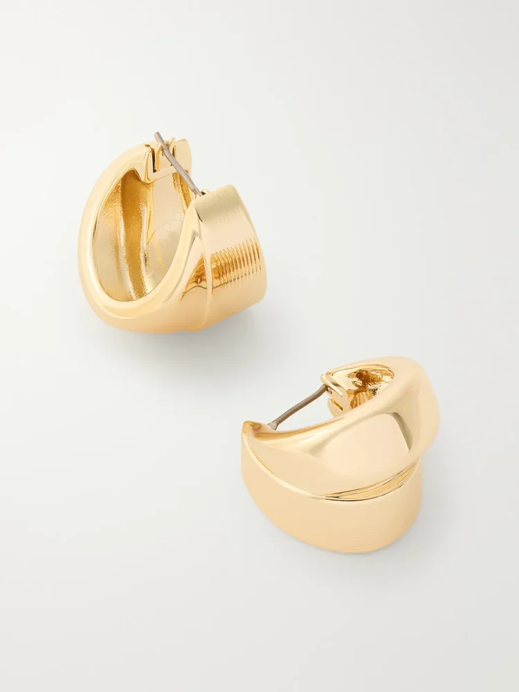 Ridged gold-tone earrings